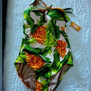 Tropical Women’s Swimwear by Kona Sol - Green and Orange NEW With Tags